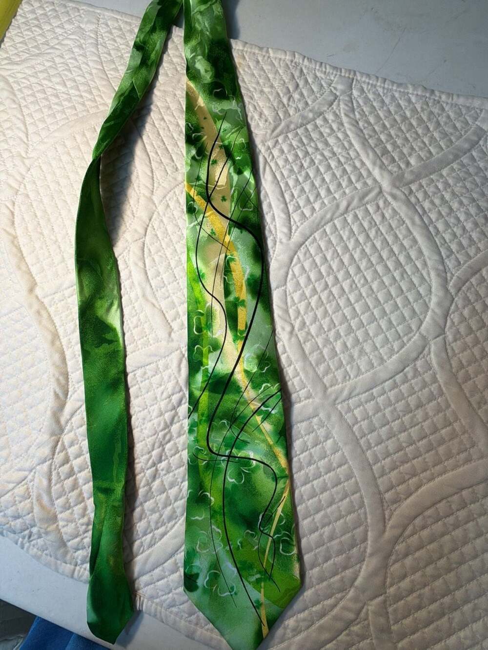 J. Garcia Collection Fifty-Five Mt. Tam Green Abstract Silk Necktie